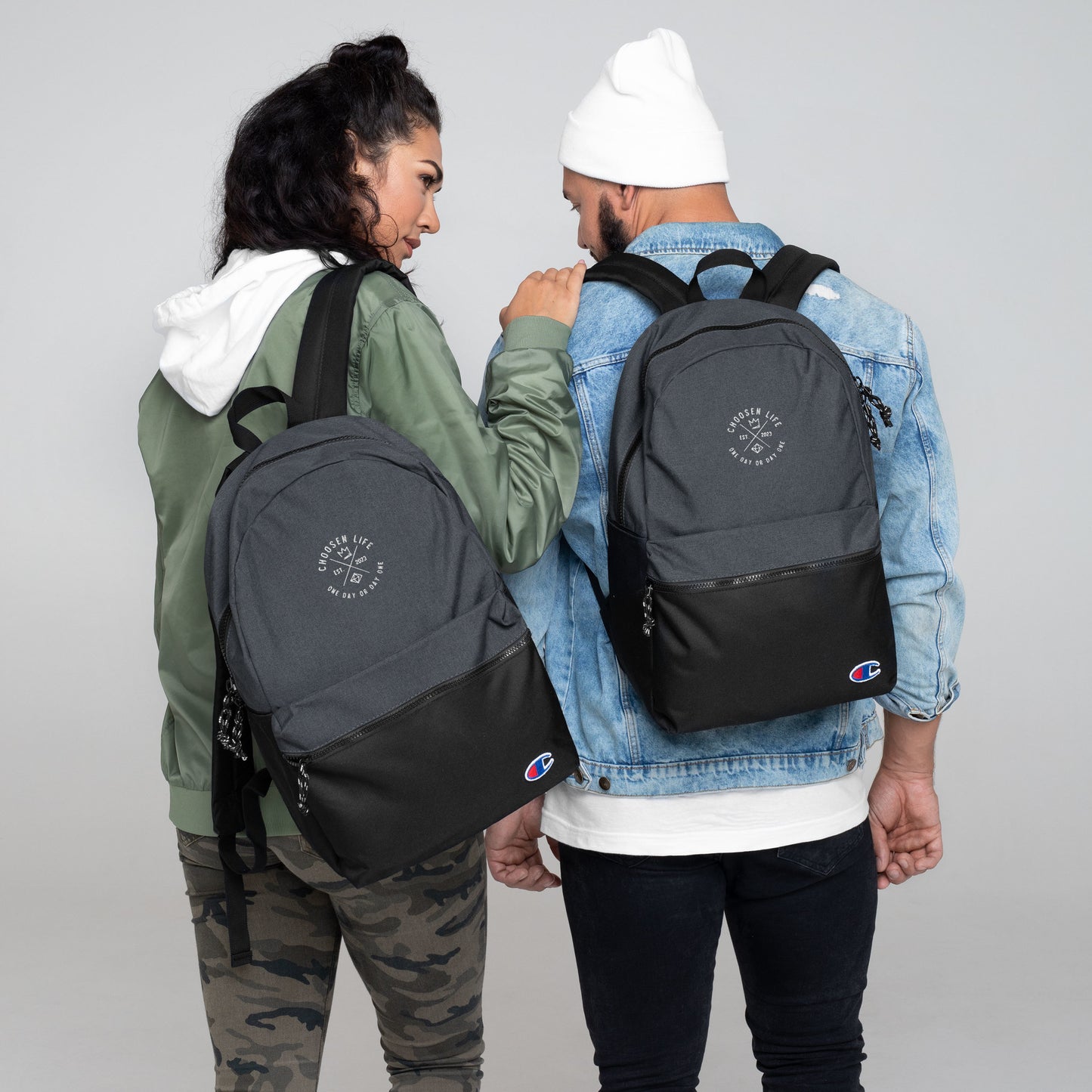 3. Choosen Life Embroidered Champion Backpack