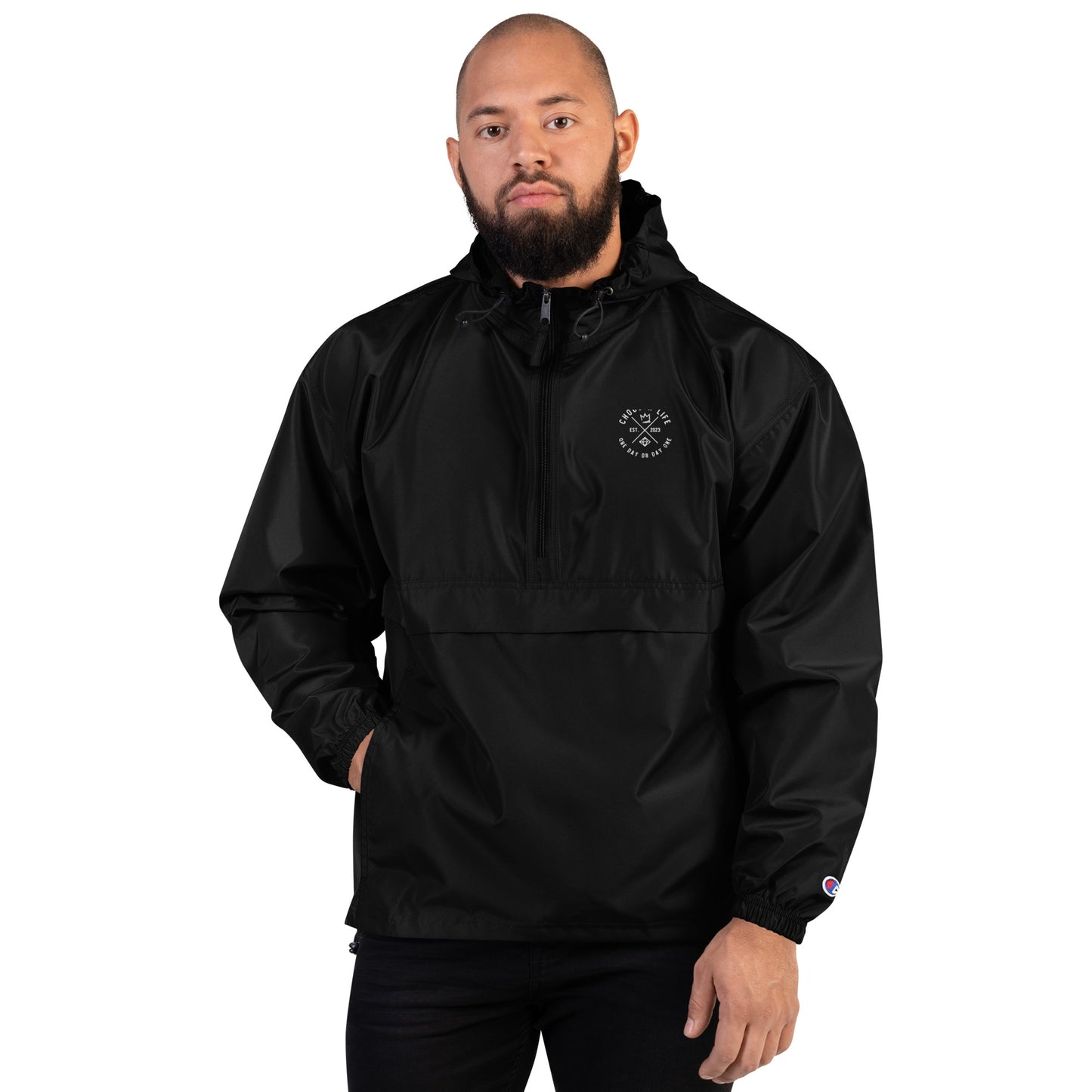5. Choosen Life Embroidered Champion Packable Jacket