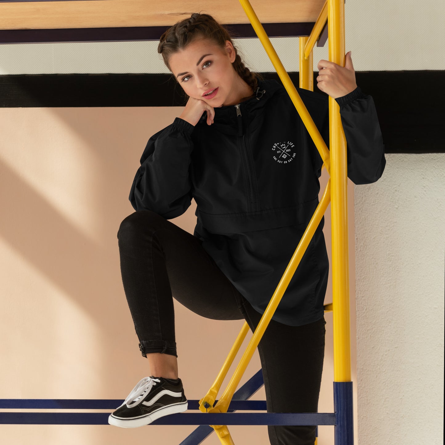 5. Choosen Life Embroidered Champion Packable Jacket