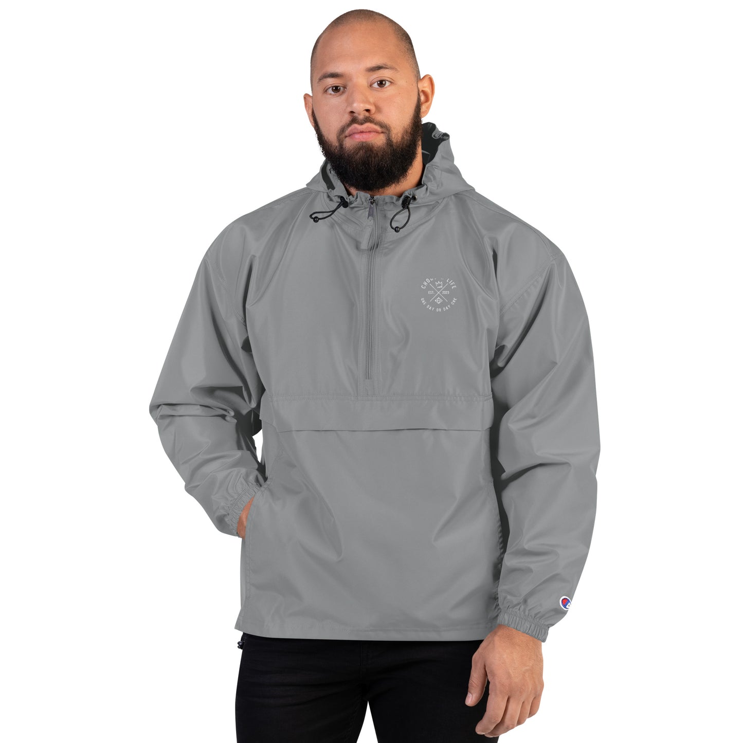 5. Choosen Life Embroidered Champion Packable Jacket